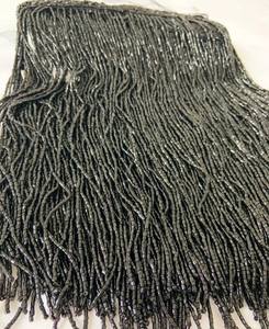 2 yards <b>black</b> heavy bead <b>Fringe</b> trim for haute couture, seed bead <b>fringe</b> tassel, seed beads <b>fringe</b> - Product Image 2