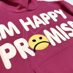 Sudadera con capucha de manga larga con estampado abullonado para hombre, moda de invierno 100%, poliéster y algodón, nuevo aspecto, teñido liso - Product Image 5