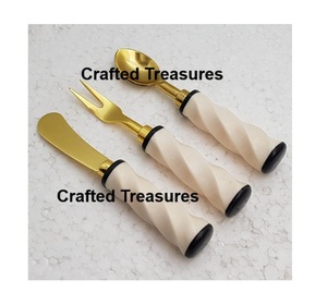 Buen juego de queso de acero inoxidable, juego de cubiertos con mango de madera y resina para ocasiones especiales, uso en fiestas de cumpleaños y bodas - Product Image 6