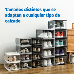 Set di 3 Scatole per Scarpe Trasparenti Impilabili in PP, Organizzatore a Doppio Livello con Design Pieghevole per Armadio - Product Image 3