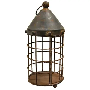 Black Coated Metal <b>Lantern</b> Factory Hot Sale Candle Holder Candle Holder <b>Lantern</b> Retro Metal <b>Lantern</b> With Handle - Product Image 2