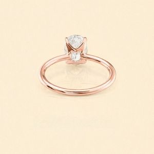 IGI Certified Oval Cut Lab Grown Diamond Engagement <b>Ring</b> 14K White / Rose & Yellow Gold Solitaire Diamond <b>Ring</b> for Women - Product Image 3