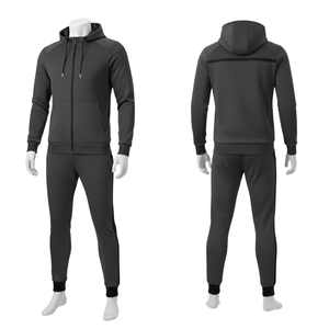 Charcoal <b>Grey</b> Heavyweight Tracksuit Men Gym Clothing Set Modern Minimalist Sweatpants <b>Hoodie</b> Outfit with Custom Color & Logo - Product Image 1