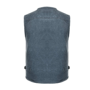 Gilet en jean décontracté dernier cri pour hommes sans manches avec poches sur la poitrine et sur le côté Gilet en jean respirant pour hommes - Product Image 2