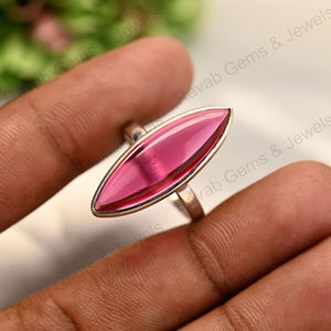 Top vente 925 en argent Sterling Marquise lunette bague de réglage 10x30mm Rose Tourmaline Quartz or Rose Fine bijoux faits à la main pour - Product Image 6