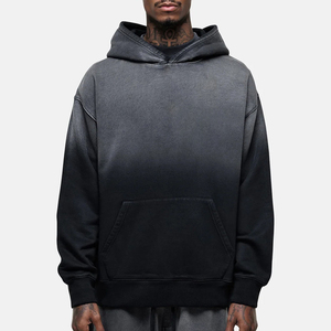 Sweat à capuche zippé pour homme en molleton 100% coton de haute qualité, épais, uni, brodé, imprimé en relief, style automne, surdimensionné - Product Image 5