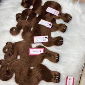 Precio de fábrica, máquina marrón oscuro, cabello de trama, extensiones de cabello humano de 20 pulgadas, máquina de coser de trama de cabello ondulado al agua - Product Image 5