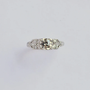 Anillo antiguo de diamante cultivado en laboratorio de corte redondo de 1,50 quilates, regalo de boda de compromiso para el Día de la madre y la mujer, oro blanco de 14 quilates - Product Image 1