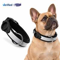 Collier rembourré réfléchissant pour chien avec support de localisateur, réglable en nylon, anneau en D métallique, logo personnalisé, vente en gros OEM