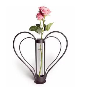 Porte-fleurs en verre et métal, vase décoratif en verre pour plantes et fleurs - Product Image 3