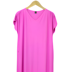 Vestido Midi informal Kayla para mujer, poliéster suave de alta calidad, transpirable, ecológico, cuello en V, cómodo, duradero, patrón sólido - Product Image 5