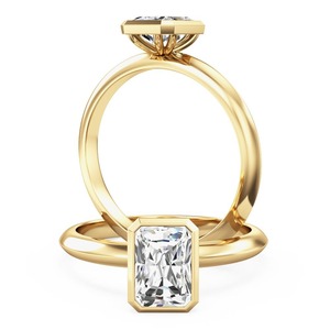 Conjunto de bisel alargado para mujer Anillo de compromiso de solitario de diamante cultivado en laboratorio de forma radiante de 1,5 quilates VS Clarity DE Color en oro de 14 quilates - Product Image 2