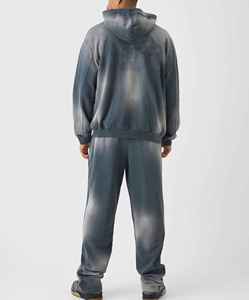 Conjunto Deportivo Premium para Hombre, Estilo Urbano Personalizado, Lavado Decolorado, Sudadera con Capucha y Pantalones Deportivos de Talla Grande, Conjunto Deportivo de Invierno con Pedrería - Product Image 2