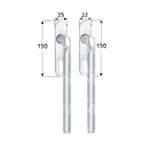 PAREJA DE ASAS REDONDAS DE ELEVACIÓN Con placa de orificio Yale Sin nicho Longitud 250 mm Dimensiones de la placa 32x155 Acabado plateado - Product Image 1