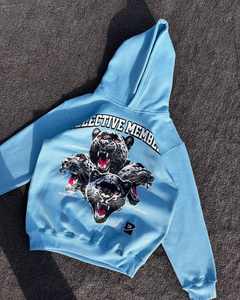 Conjunto Deportivo con Estampado de Pantera Azul Claro para Hombre, Sudadera con Capucha y Pantalones Jogger, Atuendo Informal de Dos Piezas - Product Image 5