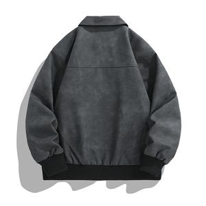 Veste d'extérieur en cuir PU coupe-vent élégante pour hommes Veste à col rabattu à la mode randonnée sportive Veste d'extérieur chaude pour hommes - Product Image 5
