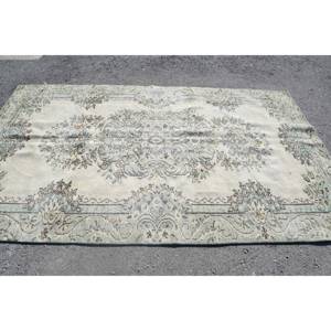 Tapis Oriental en Laine Beige Vert 5.6 X 9.4ft Patchwork Design Support en Latex pour Salon Adolescent Couloir Rectangle Puzzle Motif - Product Image 3