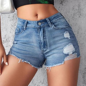 กางเกงขาสั้นผ้ายีนส์ระบายอากาศได้ดีสำหรับผู้หญิงผ้าเดนิมเข้ารูปเซ็กซี่แบบลำลองฤดูร้อน - Product Image 2