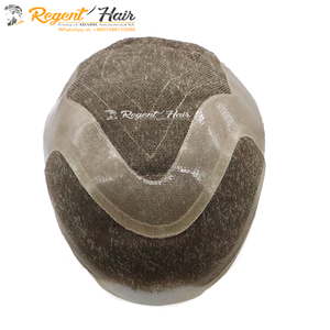 Regent 100% Indian Remy Hair Toupee pour hommes Trame nouée à la main pour Swiss Front Lace Base Grand stock disponible - Product Image 4