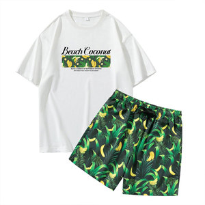 Men's Summer Casual Cotton T-Shirt Shorts <b>Set</b> Breathable Twin Embroidered Solid Pattern Plus Size Thermal Features 100% Cotton - Product Image 5