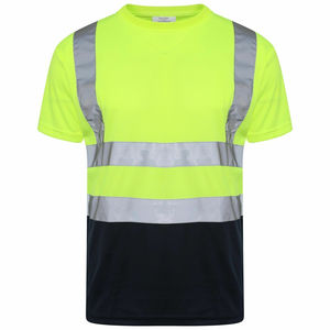 T-shirts de travail pour hommes en coton respirant imprimés sur mesure avec bande réfléchissante 3M – Meilleures ventes, grandes tailles, t-shirts rayés réfléchissants - Product Image 4