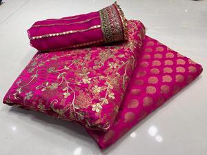 Ssumaira's Luxury Pure Jamawar Banarsi camisa pantalón listo para usar Dupatta 3 piezas cosido trajes de mujer ropa Formal - Product Image 4