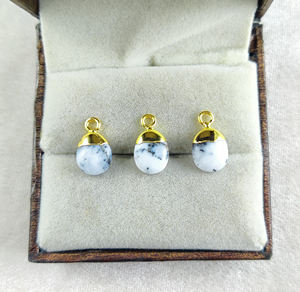 Dendrite Opale 10mm Smooth Tumble Pendentif en cuivre plaqué or Bijoux en cristal de pierre véritable Mariage à la mode pour la fabrication - Product Image 2