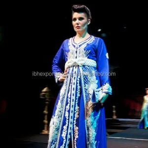 Bleu Royal Designer Perles et Broderie Travail Kaftan Luxe Dubai Fashion Show - Product Image 1