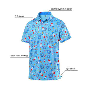 Polo con estampado de sublimación de LICRA de secado rápido para hombre, Camiseta deportiva atlética elástica transpirable para entrenamiento y exteriores - Product Image 3