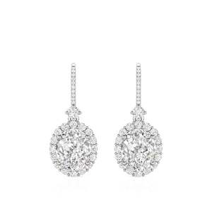 Boucles d'oreilles pendantes Jeulia Halo en argent sterling à coupe ovale - Product Image 1