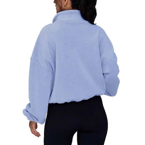 Sweat-shirt à capuche oversize pour femme, demi-zip, col montant, manches longues, coupe ample, style hip-hop, avec passe-pouces, veste d'automne - Product Image 2