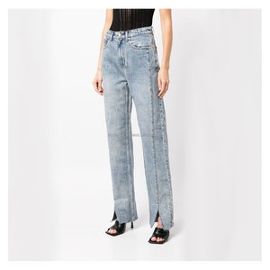 Jeans de Mezclilla Casuales de Cintura Alta y Largo hasta el Tobillo para Mujer, de Pierna Recta, Ecológicos, Transpirables, Cómodos y de Alta Calidad, Fabricante OEM - Product Image 3