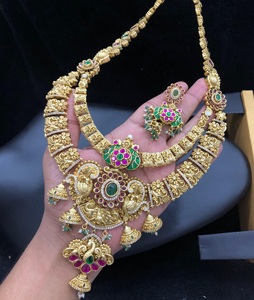 Premium Polish Premium Quality Design CZ AD Stones <b>Gold</b> Plated <b>Necklace</b> <b>Set</b> With <b>Earrings</b> For Wedding Collection - Product Image 2