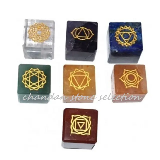 Cubo de piedras preciosas grabadas, Chakra, Geometría Sagrada, rejilla de piedras de cristal, curación de Reiki, propiedades geométricas, venta al por mayor