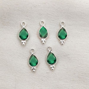 Dijes de Cuarzo Esmeralda en Forma de Pera con Bisel, Hechos a Mano, Corte Briolette, Plata de Ley 925, para Fabricación de Joyería, Dijes al por Mayor - Product Image 1