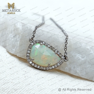 Olid-collar de diamantes de ópalo natural, joyería de alta calidad de 925 S, nuevo diseño - Product Image 6