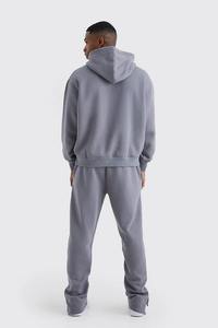 Chándal de dos piezas de alta calidad, conjunto de sudadera con jersey liso, chándal con capucha personalizado de gran tamaño de algodón polar 100% para hombre - Product Image 2