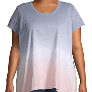 Col profond mode Dip Dye nouveau Design surdimensionné t-shirts Yoga formation Street Wear grande taille vente chaude travail femmes t-shirts - Product Image 1