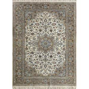 Tapis en soie noués à la main Gulmarg, gris et noir, motifs rectangulaires en patchwork, pour la maison, le salon, la chambre, le couloir - PKPS-56 - Product Image 1