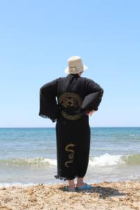 Caftan turc robe de chambre 100% coton teinture naturelle longue à capuche noir maison hôtel Spa plage bonne qualité grande taille meilleur prix - Product Image 4