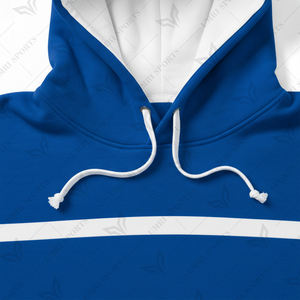 Sudadera con Capucha Personalizada con Logotipo, Diseño Moderno en Azul y Blanco, para Hombre y Mujer, Estilo Urbano Informal, 100% Algodón - Product Image 3