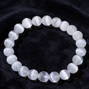 สร้อยข้อมือเซเลไนต์ธรรมชาติสำหรับผู้หญิง สร้อยข้อมือลูกปัดเซเลไนต์โมร็อกโกหลากสี ขนาด 8 มม. เครื่องประดับบำบัดสำหรับการทำสมาธิ <span class=keywords><strong>ของ</strong></span>ขวัญ - Product Image 6