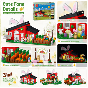 Ensembles de blocs de construction Fête à la ferme des lapins et Manoir vue sur la rue pour <span class=keywords><strong>les</strong></span> magasins de cadeaux, <span class=keywords><strong>les</strong></span> détaillants en ligne et <span class=keywords><strong>les</strong></span> commandes en gros dans le monde entier - Product Image 6