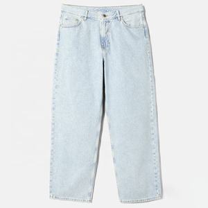 Professional Hot Selling Loose Fit 100% Cotton Design <b>Jeans</b> for <b>Men</b> Mid <b>Waist</b> 5 Pocket Denim Pants with Embroidered Logo - Product Image 5