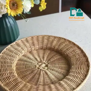 Premium Boho Rattan <b>Placemat</b> 30cm Yellow Rustic Sustainable 2-Piece Customizable Colors for Babies & Kids Party DHT Handicraft - Product Image 4