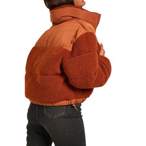 Hot Thời Trang Zip up Bong Bóng Áo Khoác Biểu Tượng Tùy Chỉnh Độn Xuống Áo Khoác Phụ Nữ Thiết Kế Mới Sherpa Nóc Áo Khoác - Product Image 2