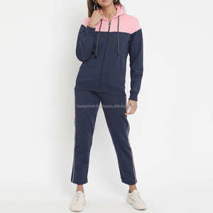 Survêtements pour femmes avec logo brodé personnalisé, avec fermeture à glissière, service OEM confortable, 100% coton - Product Image 4