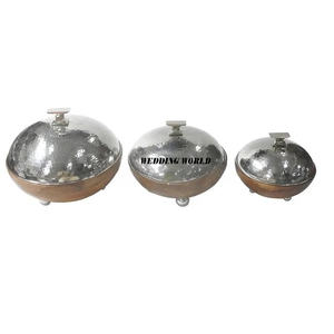 Juego de tres ollas de acero inoxidable, tamaños personalizados, cazuela de diseñador de calidad superior, superventas, calentador de alimentos de Metal elegante - Product Image 1