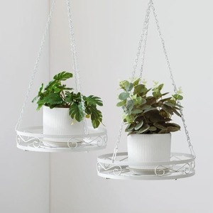 Maceta Colgante de Metal Blanca Premium para Plantas de Interior, Decoración Moderna para Sala de Estar, Dormitorio, Oficina y Balcón, de la India - Product Image 1