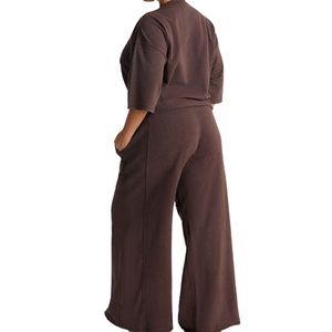 Survêtement unisexe personnalisé en molleton à col rond, haut ample à manches courtes, pull décontracté d'hiver, streetwear, marque privée OEM ODM - Product Image 3